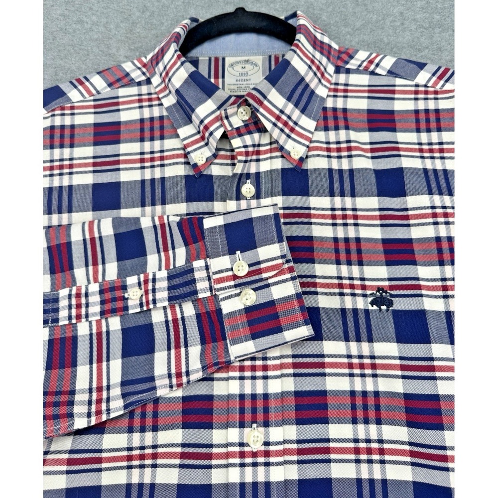 Brooks Brothers Regent Fit Supima Cotton Non-Iron‎ Plaid Shirt Mens Medium